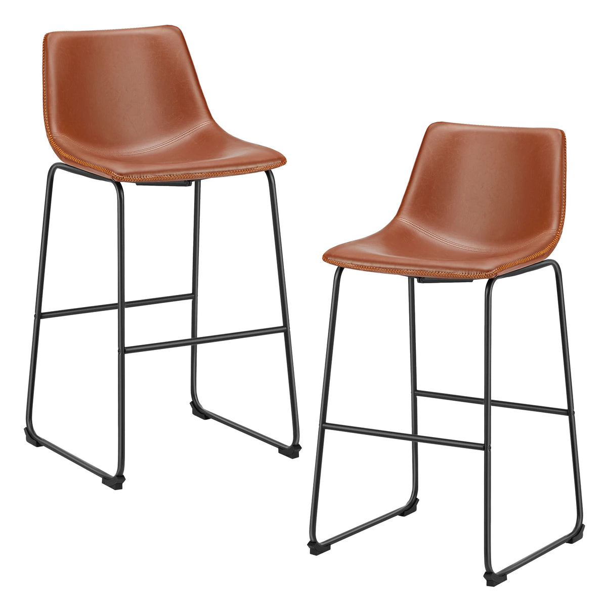 JHK Modern Counter Height Bar Stools With Faux Leather Seats