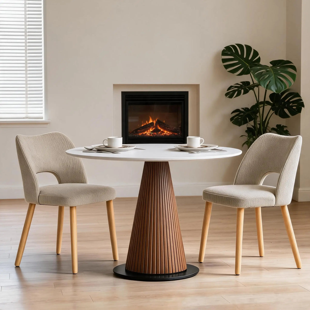 HiMiss Modern Upholstered Dining Chairs With Wooden Legs