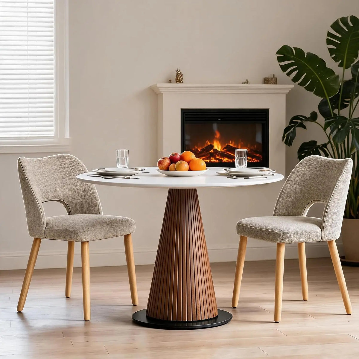 HiMiss Modern Upholstered Dining Chairs With Wooden Legs