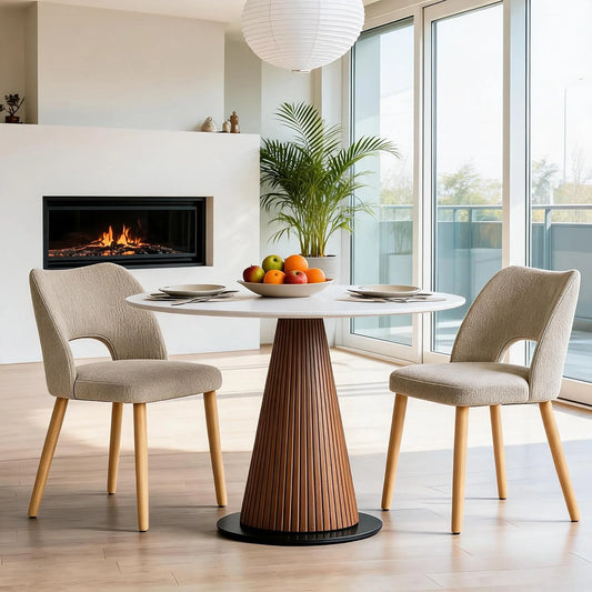 HiMiss Modern Upholstered Dining Chairs With Wooden Legs