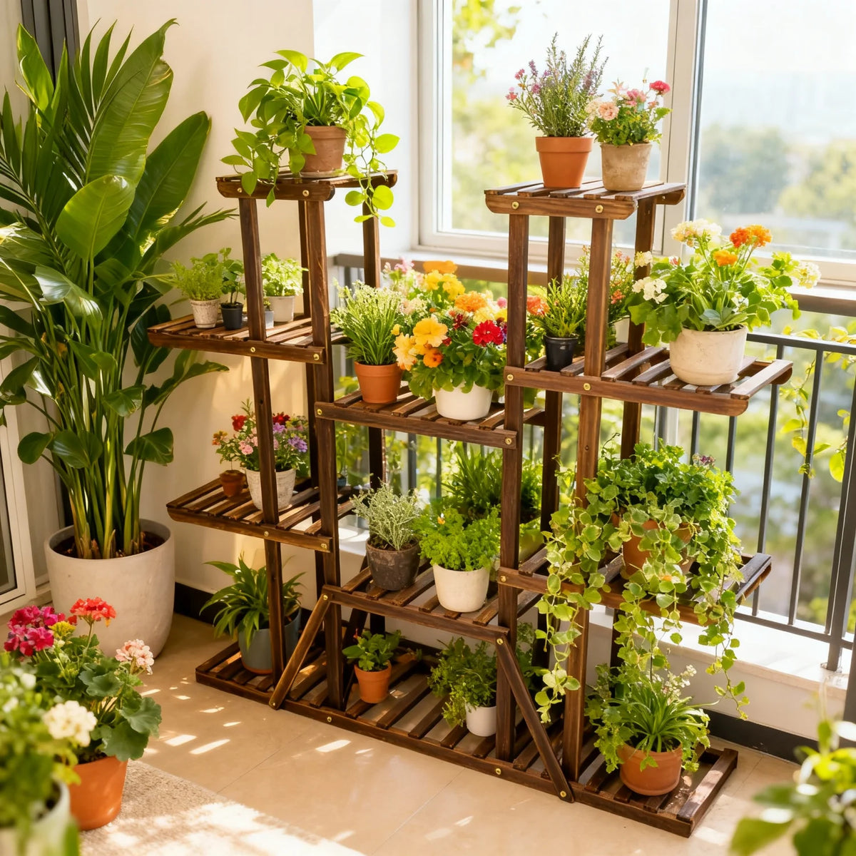 11 Tier Wood Plant Stand Display Rack For Home Decor