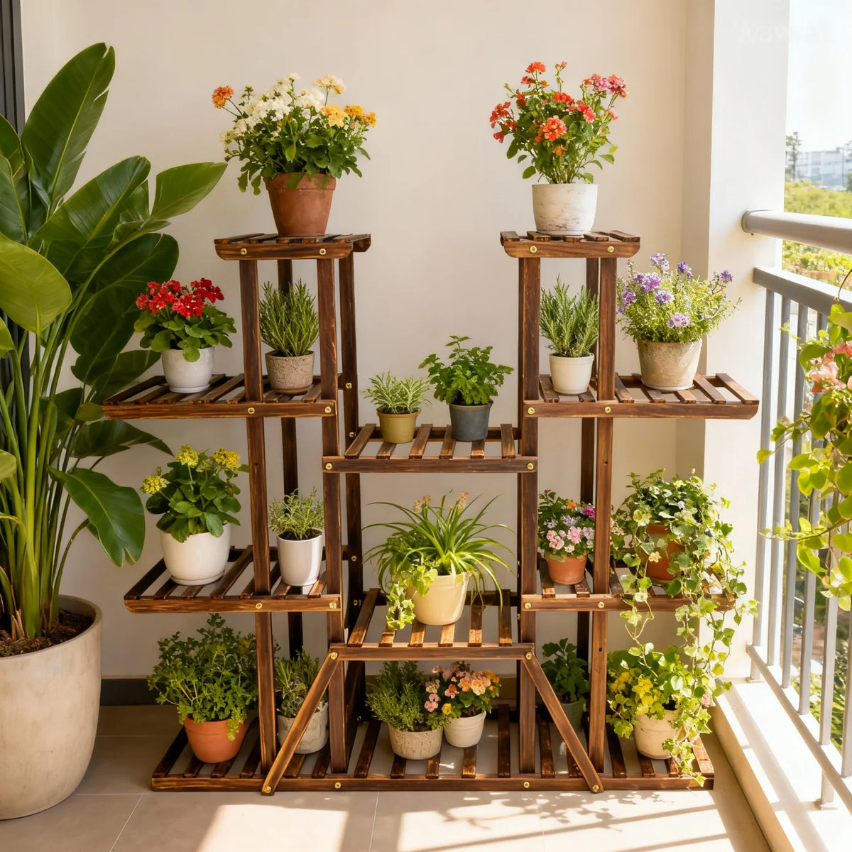 11 Tier Wood Plant Stand Display Rack For Home Decor