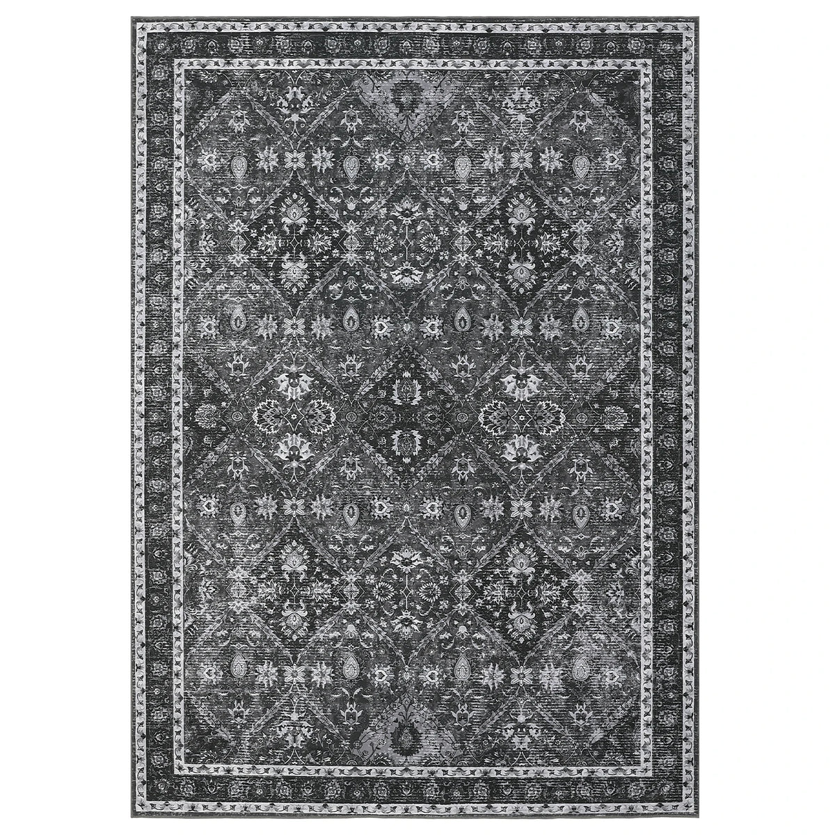 Machine Washable Moroccan Trellis Rug Non Slip Geometric Vintage Carpet