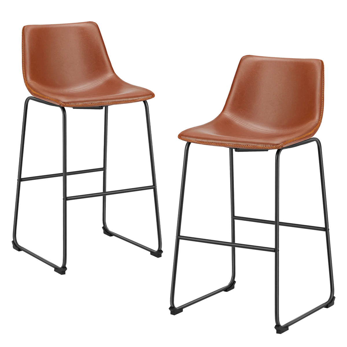 JHK Modern Counter Height Bar Stools With Faux Leather Seats