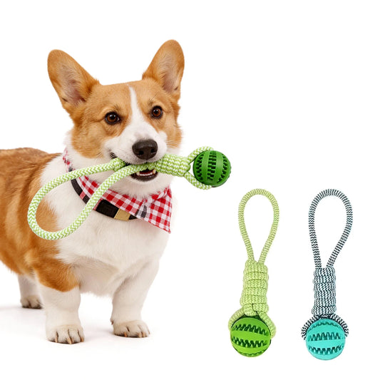 Durable Cotton Rope Dog Chew Toy With Treat Dispensing Ball