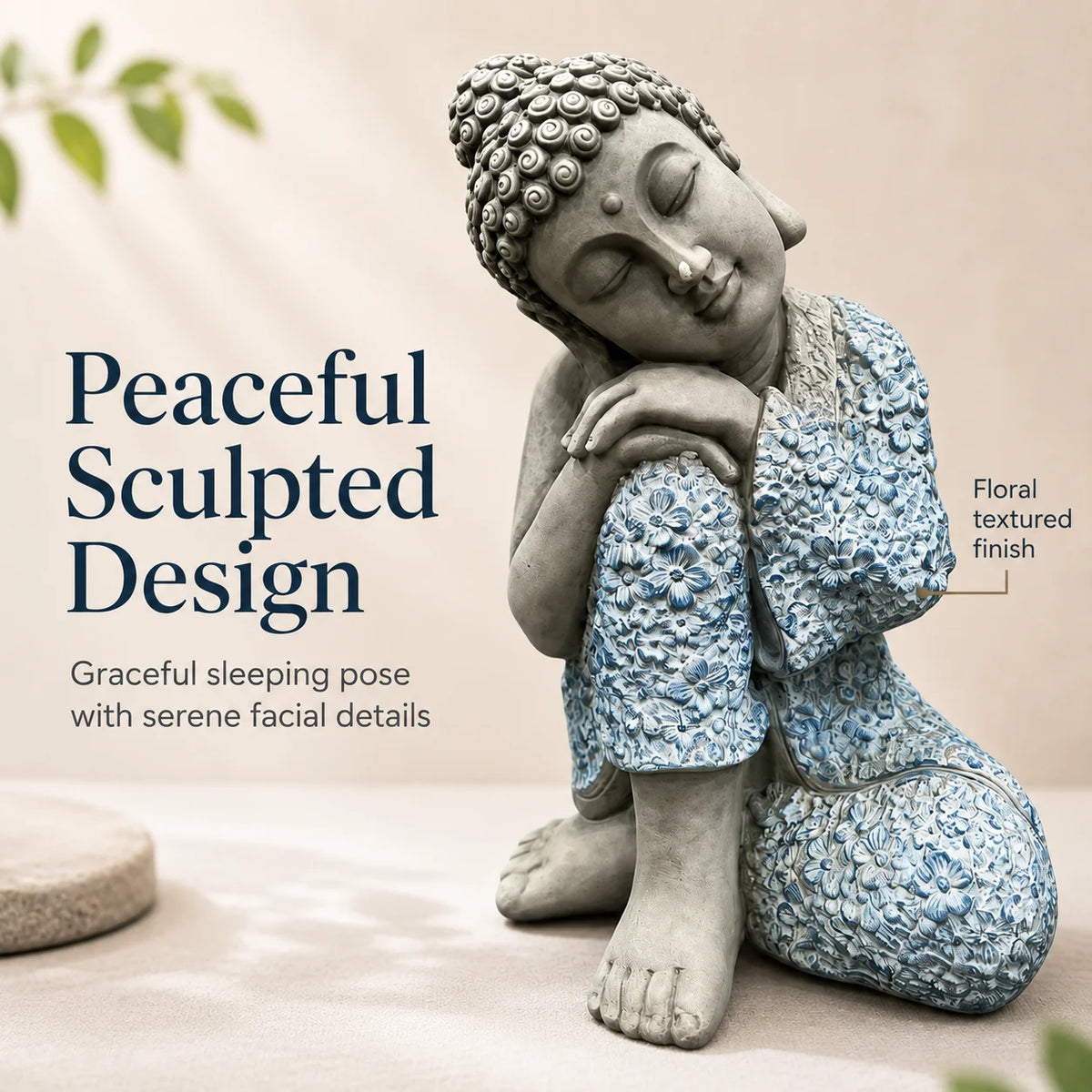Sleeping Buddha Resin Garden Sculpture For Zen Decor Ornament
