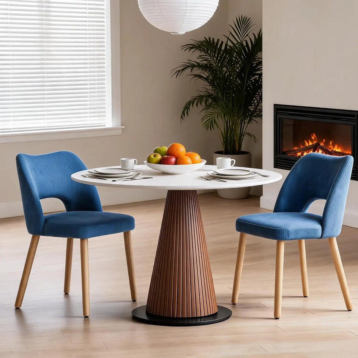 HiMiss Modern Upholstered Dining Chairs With Wooden Legs