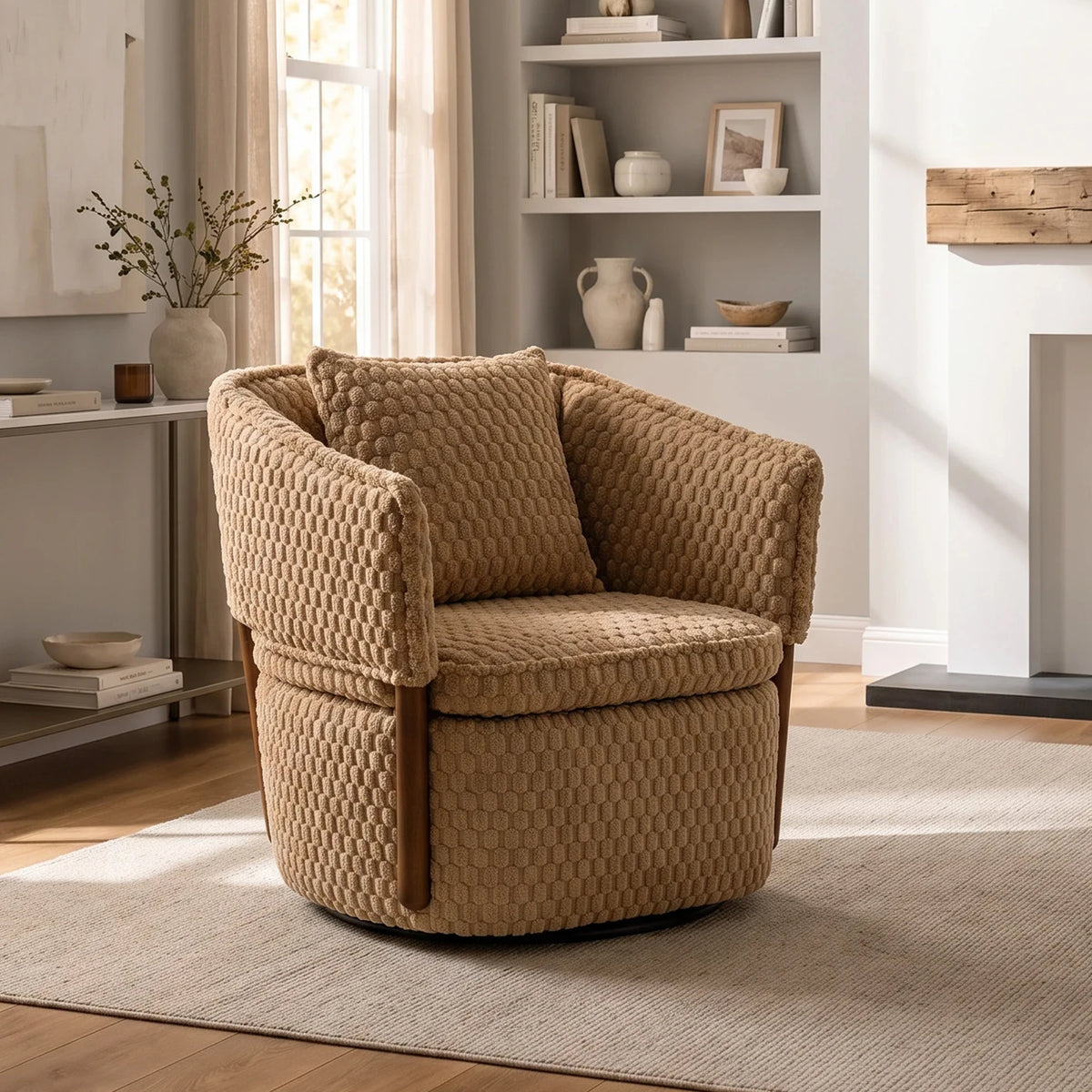 Modern Rotating Storage Sofa With Wooden Frame And Cushions