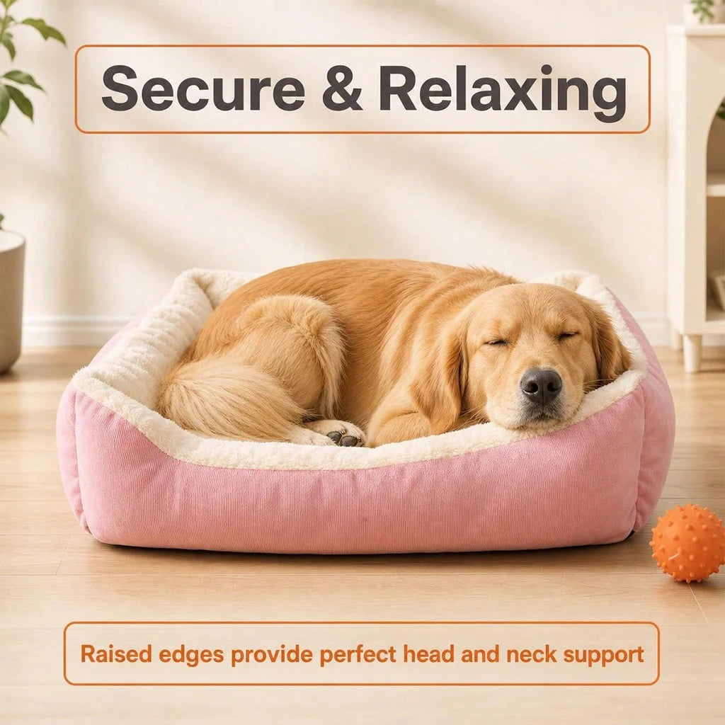 Orthopedic Plush Pet Bed With Corduroy Raised Edges