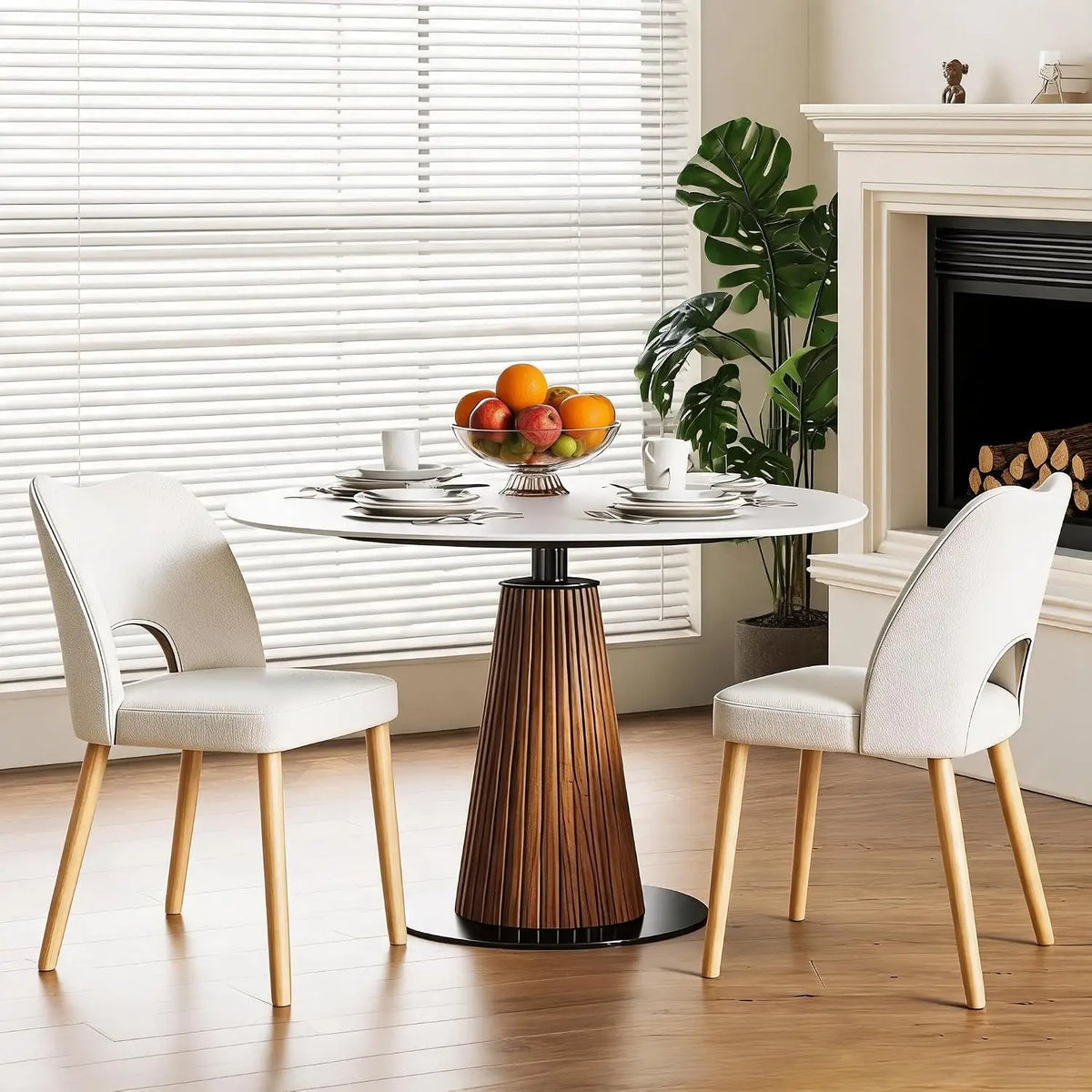 HiMiss Modern Upholstered Dining Chairs With Wooden Legs