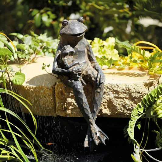 Resin Frog Statue Flower Pot Holder for Garden Decoration