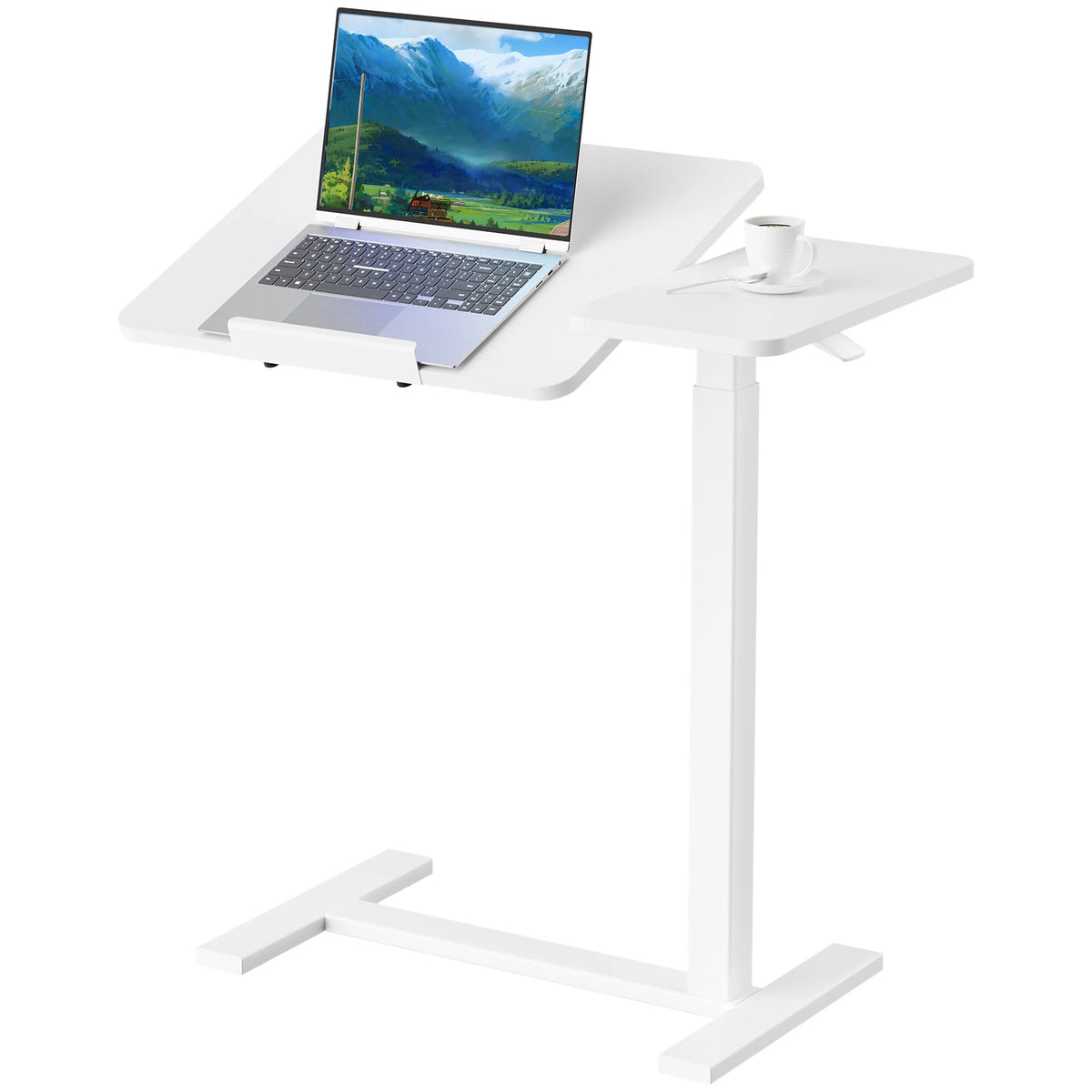 JHK Adjustable Height Overbed Flip Desk With Tilt Top