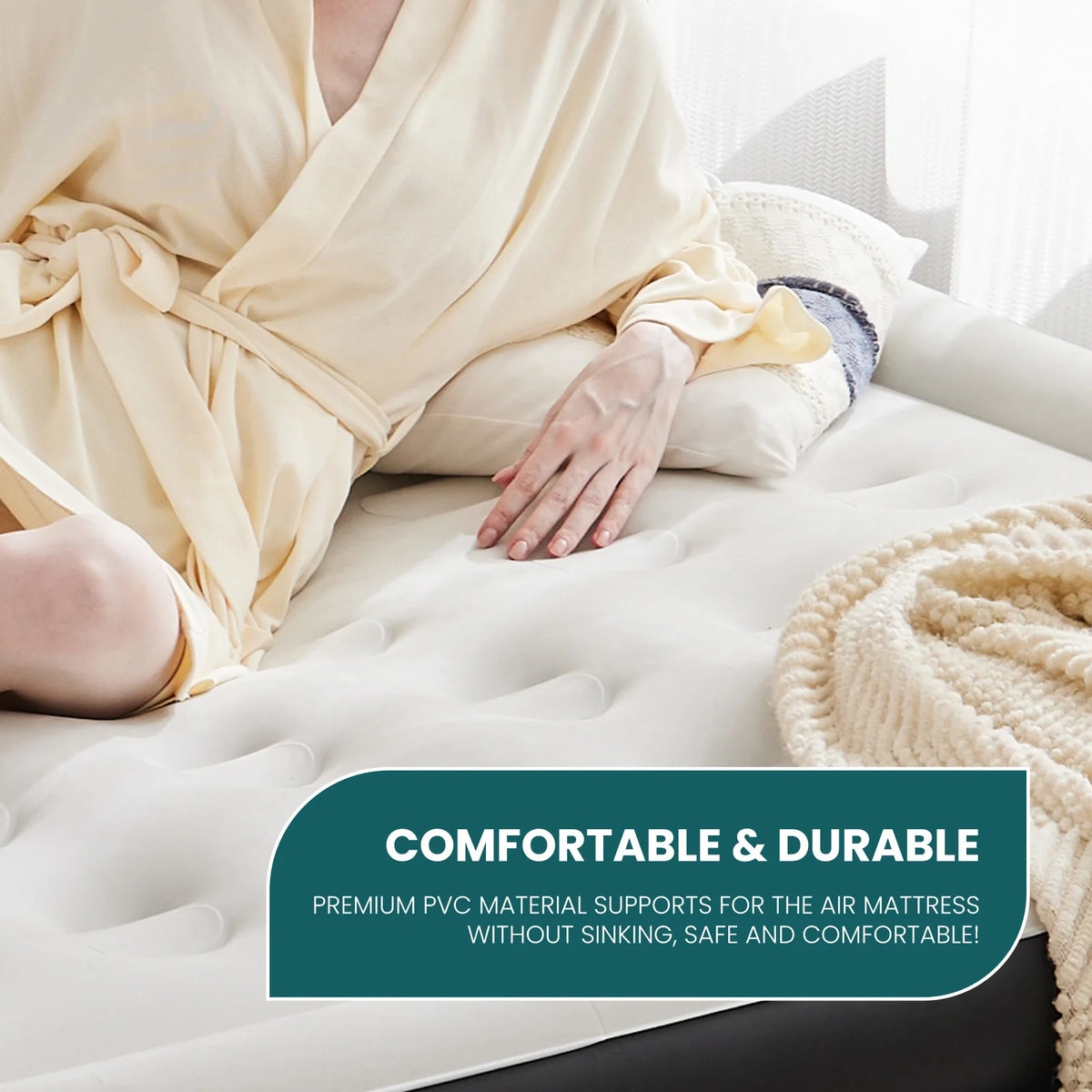 JHK High Profile Air Mattress With Comfort Flocking Top