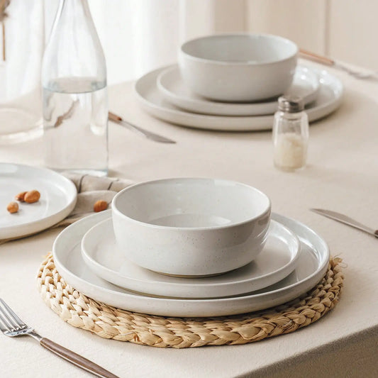 Nordic Modern Ceramic Stoneware Dinnerware Set With Plates And Bowls