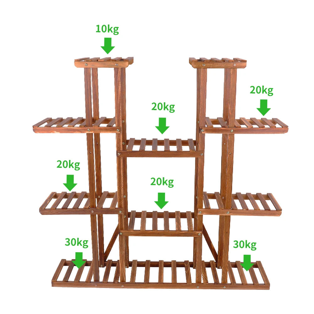 11 Tier Wood Plant Stand Display Rack For Home Decor