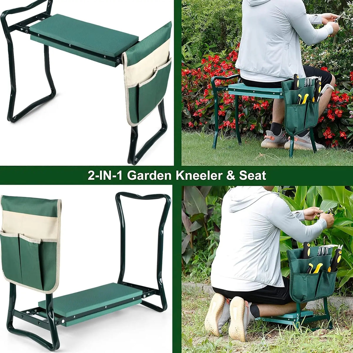 Foldable Garden Kneeler Seat With Durable Foam Cushion