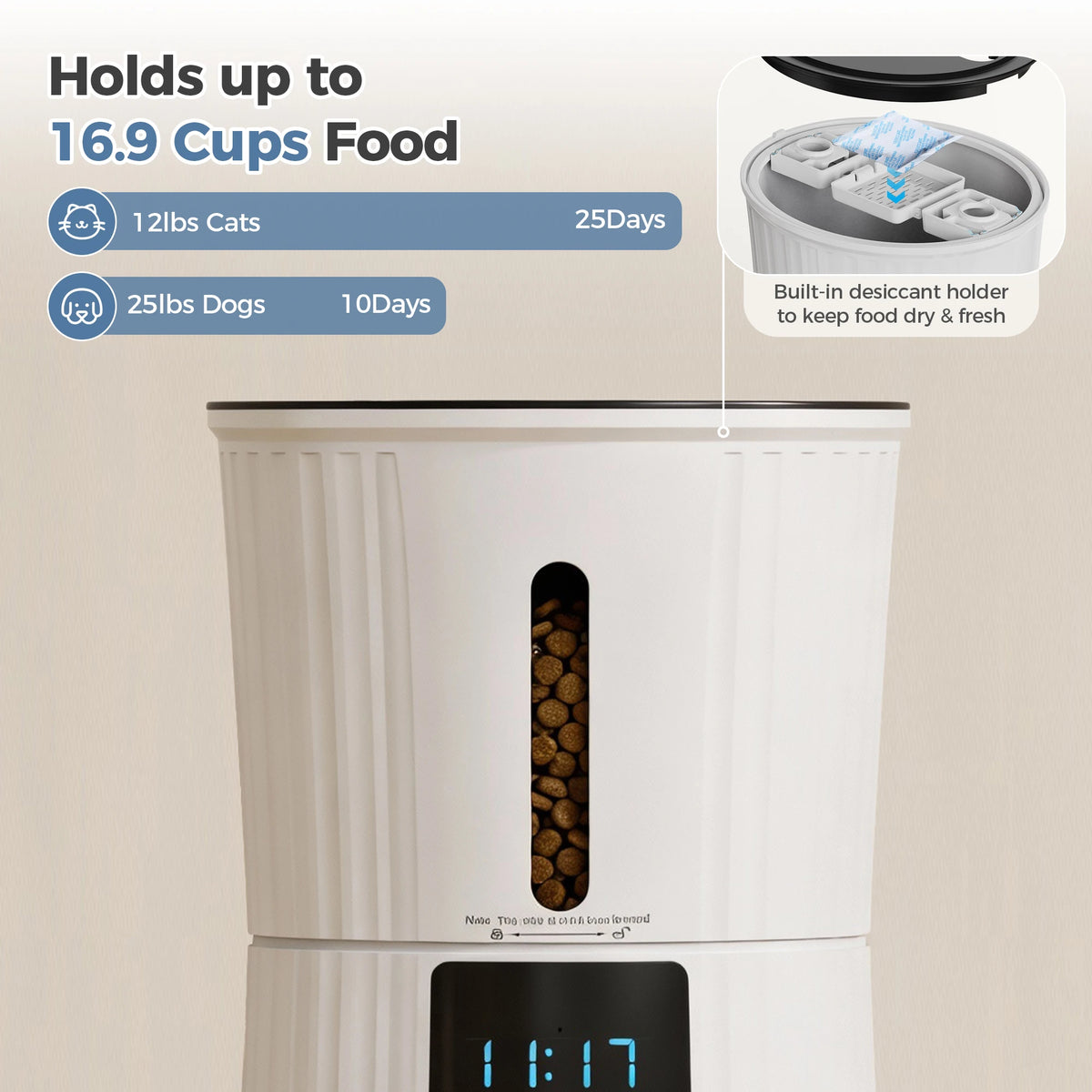 JHK Automatic WiFi Cat Feeder With Programmable App Control System