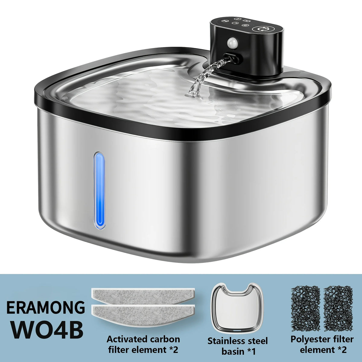 Eramong Wireless Cat Water Fountain Featuring Smart Motion Sensor