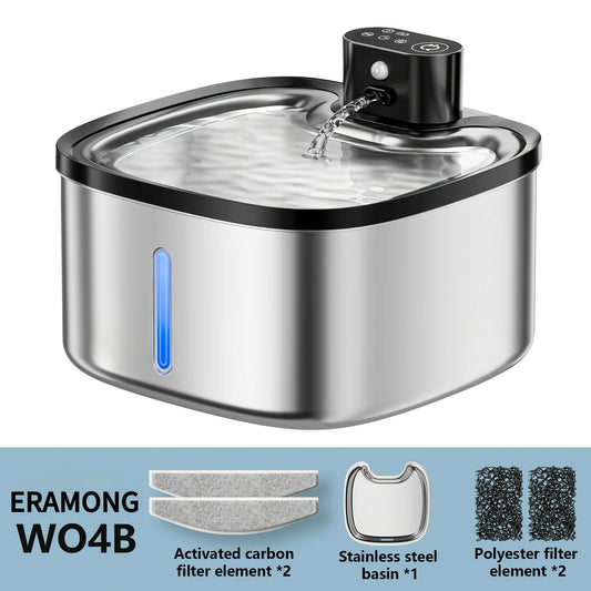 Eramong Wireless Cat Water Fountain Featuring Smart Motion Sensor