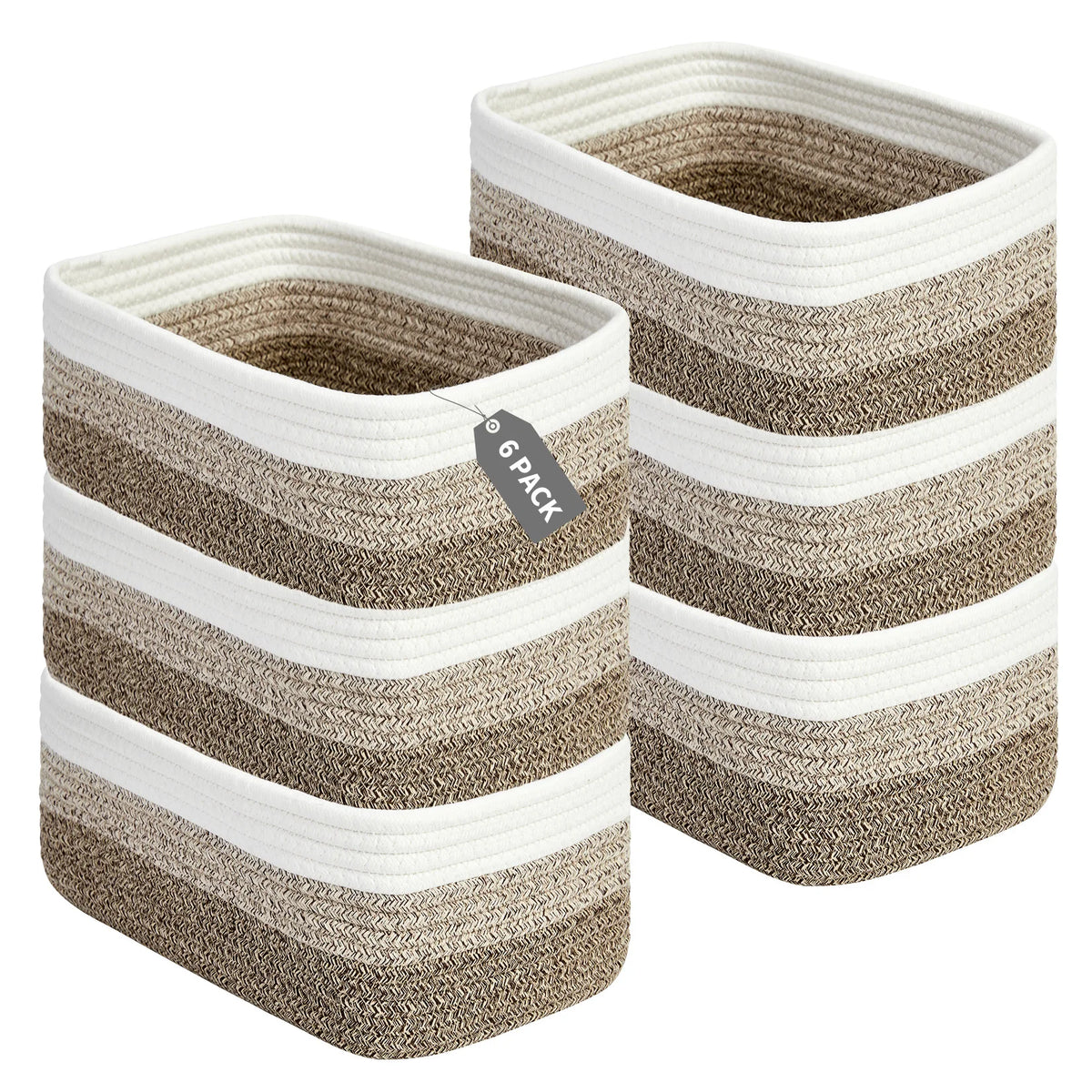 HiMISS Cotton Rope Woven Rectangular Organizer Storage Bins