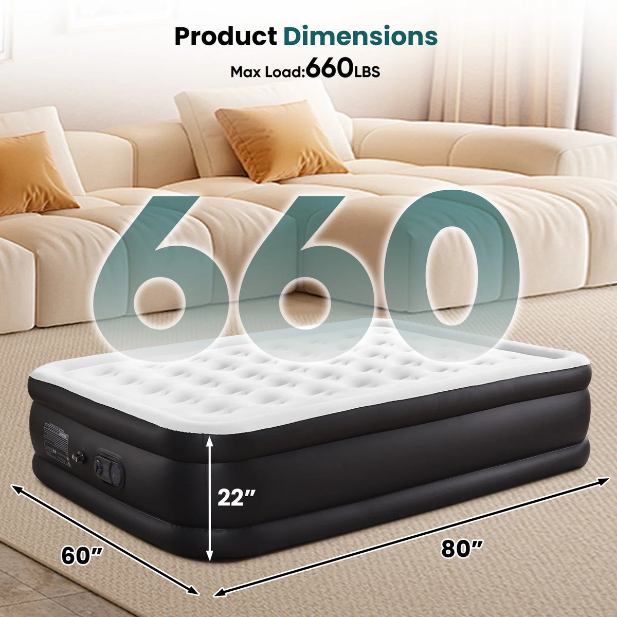JHK High Profile Air Mattress With Comfort Flocking Top