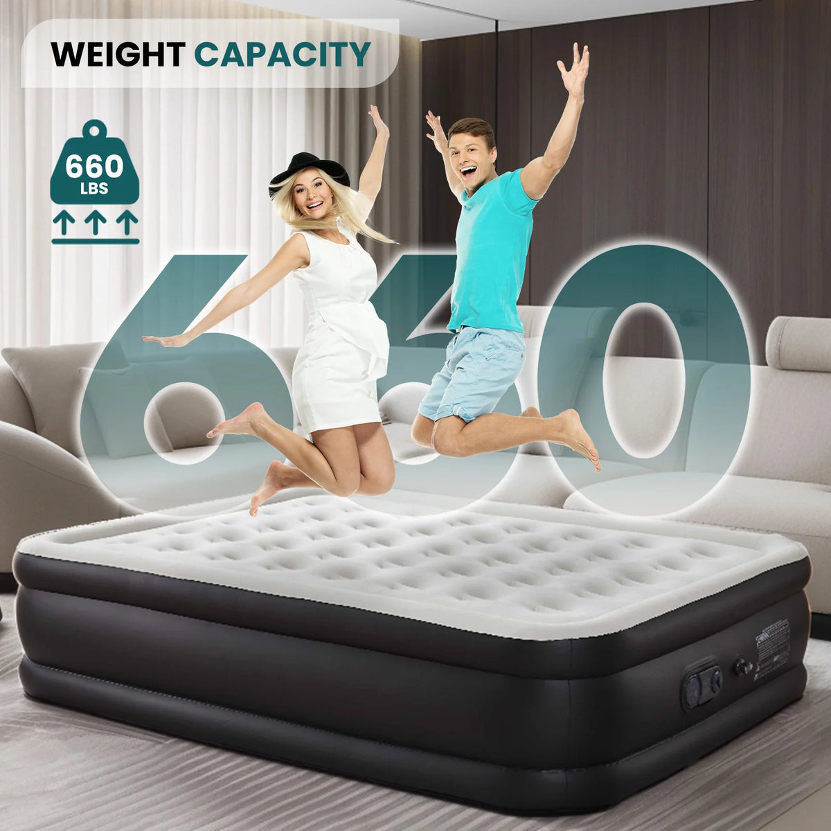 JHK High Profile Air Mattress With Comfort Flocking Top