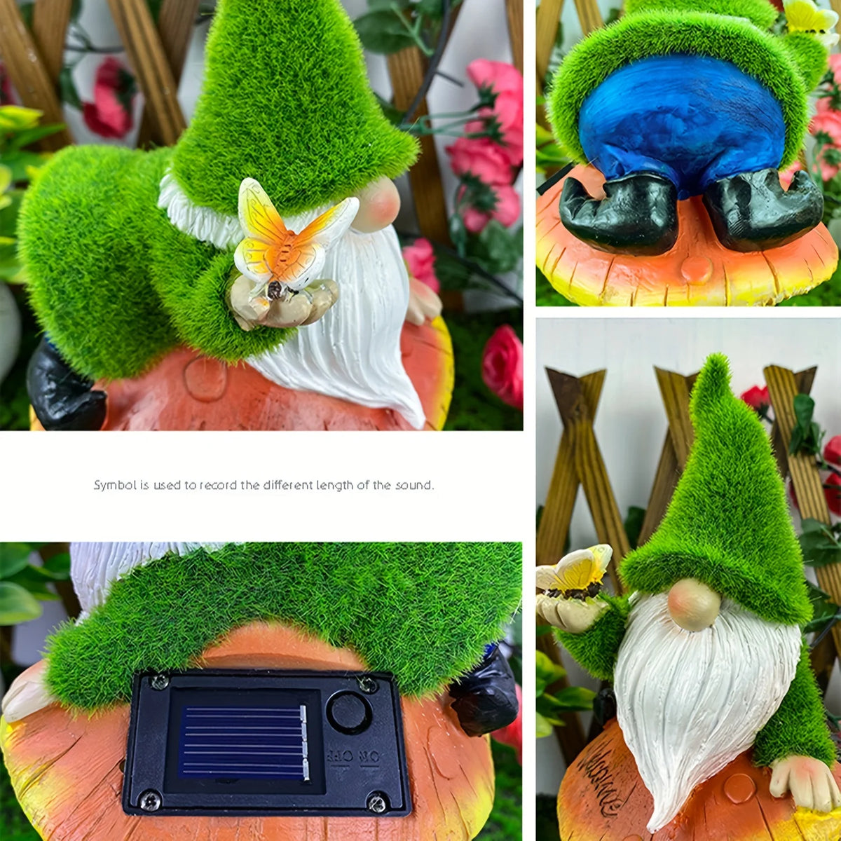 Solar Powered Gnome Mushroom Garden Statue Outdoor Decor Light
