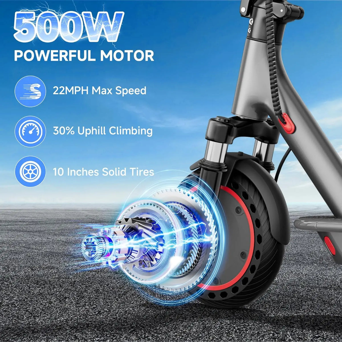 AOVOPRO 500W Foldable Electric Scooter for Adults with Rechargeable Battery