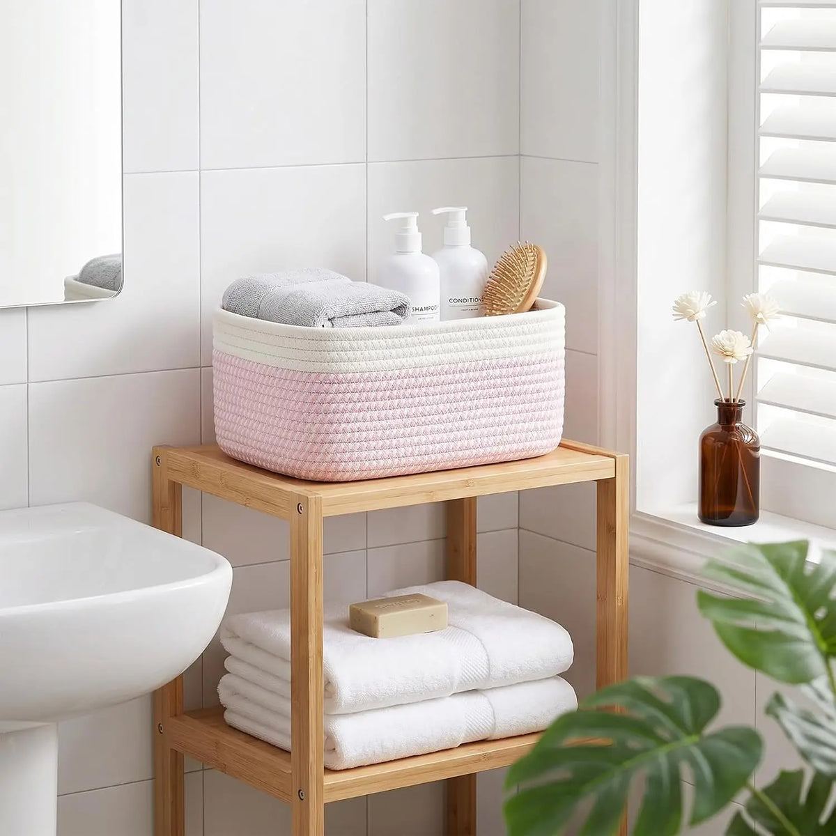 Garvee Soft Cotton Rope Woven Rectangular Storage Basket Set