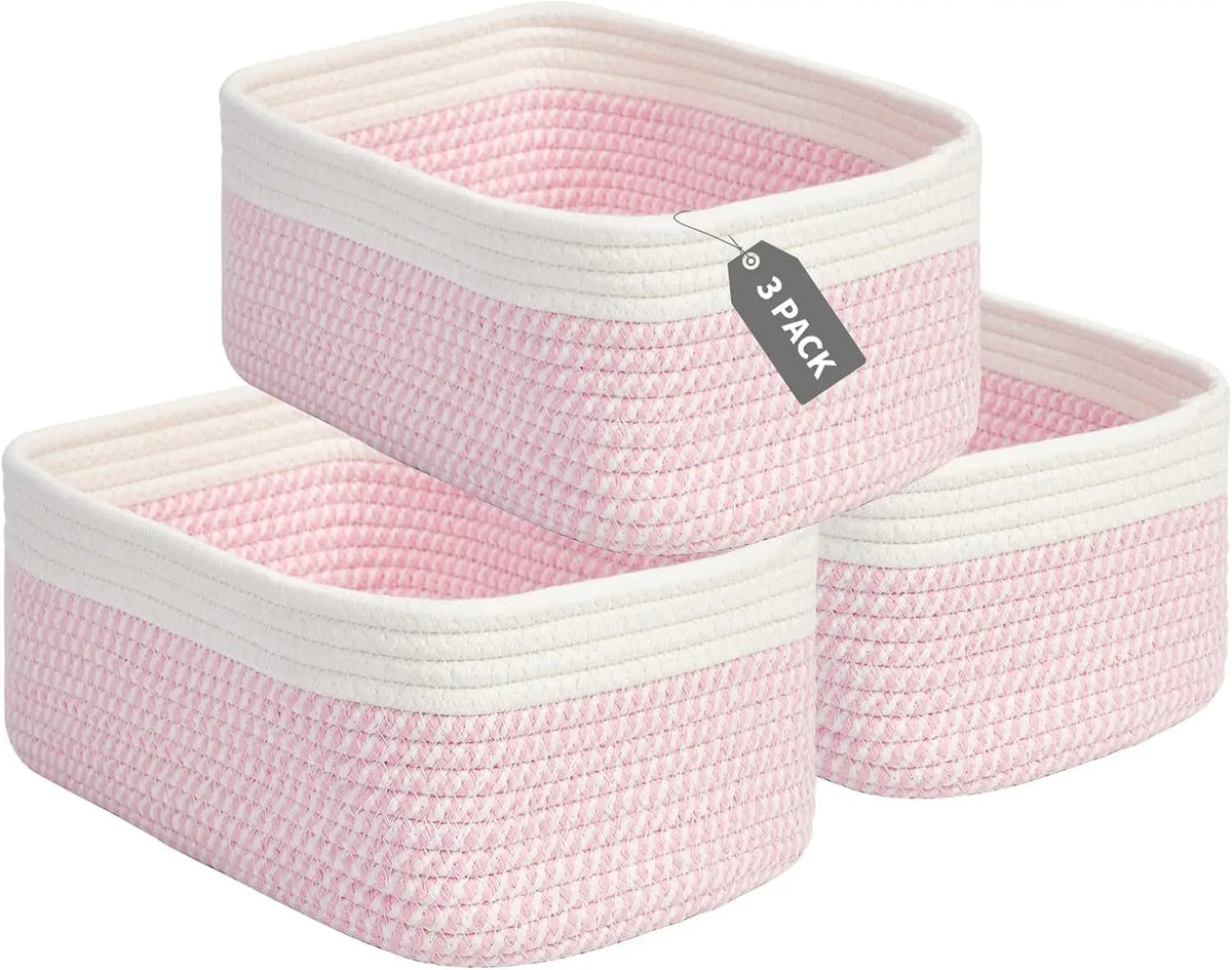 Garvee Soft Cotton Rope Woven Rectangular Storage Basket Set