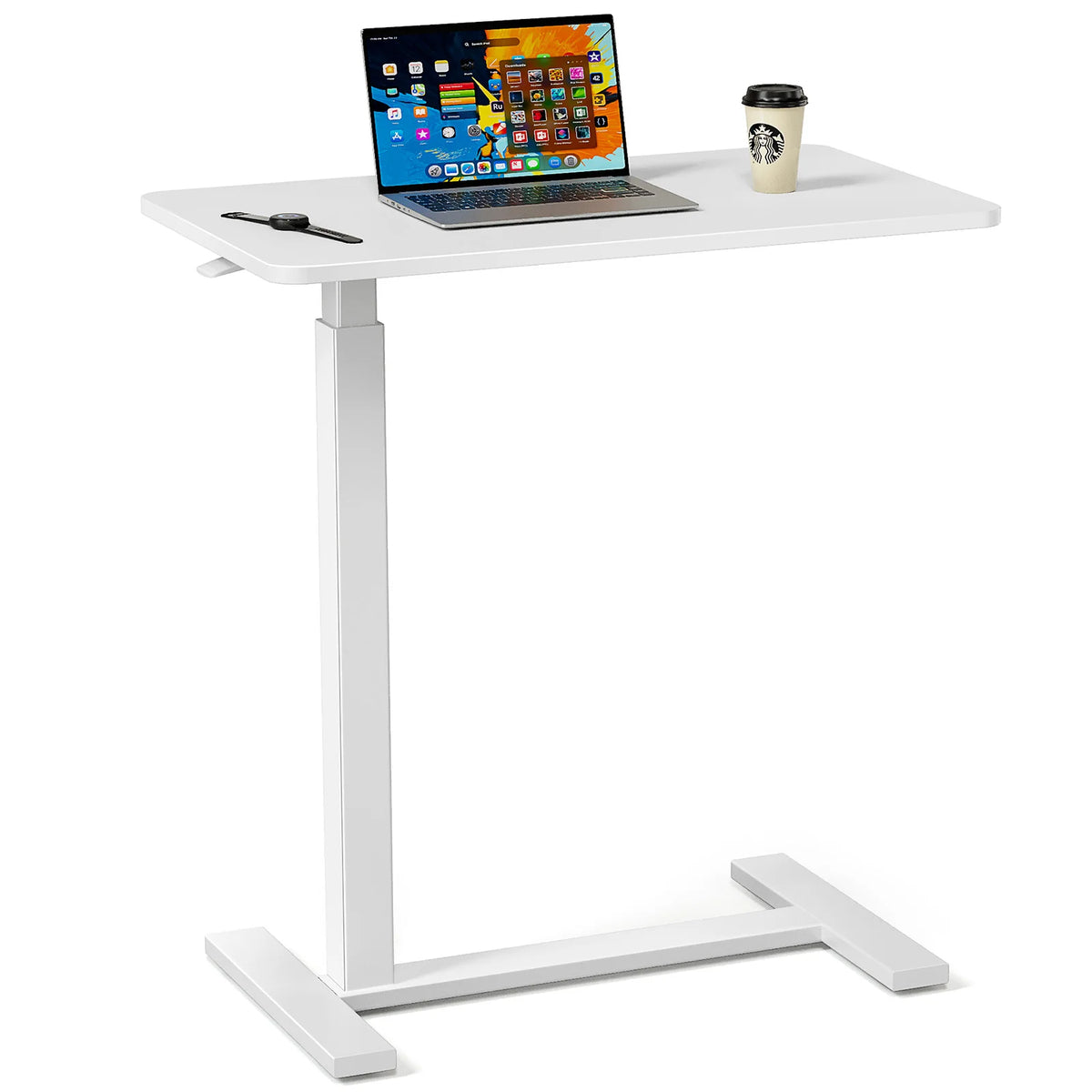 JHK Adjustable Height Overbed Bedside Table With Wheels