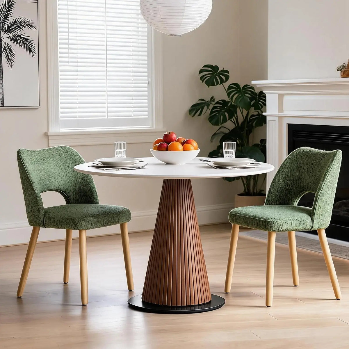 HiMiss Modern Upholstered Dining Chairs With Wooden Legs