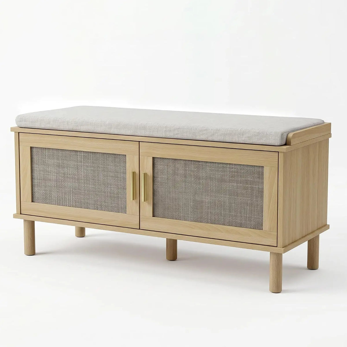 Garvee Cushioned Shoe Storage Bench With Adjustable Shelves