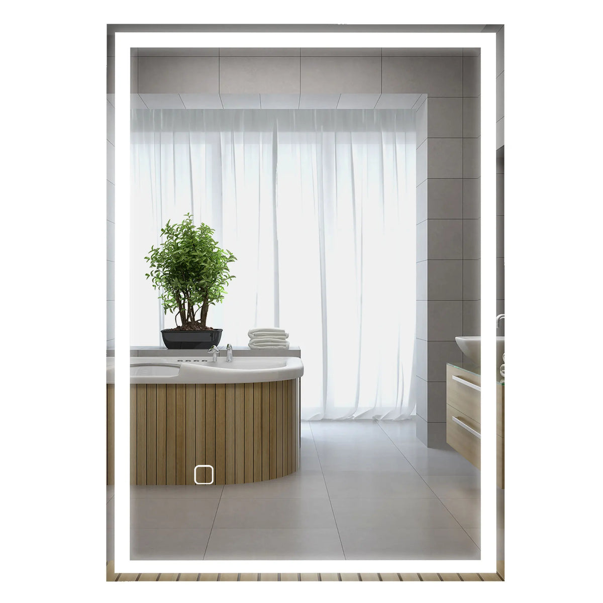 HOMCOM LED Illuminated Wall Mount Bathroom Touch Control Mirror